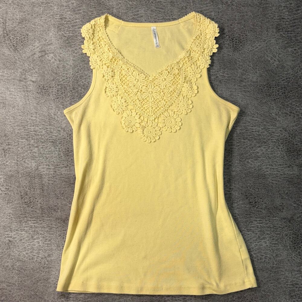 Vintage Passports Pastel Yellow Knit Tank Top